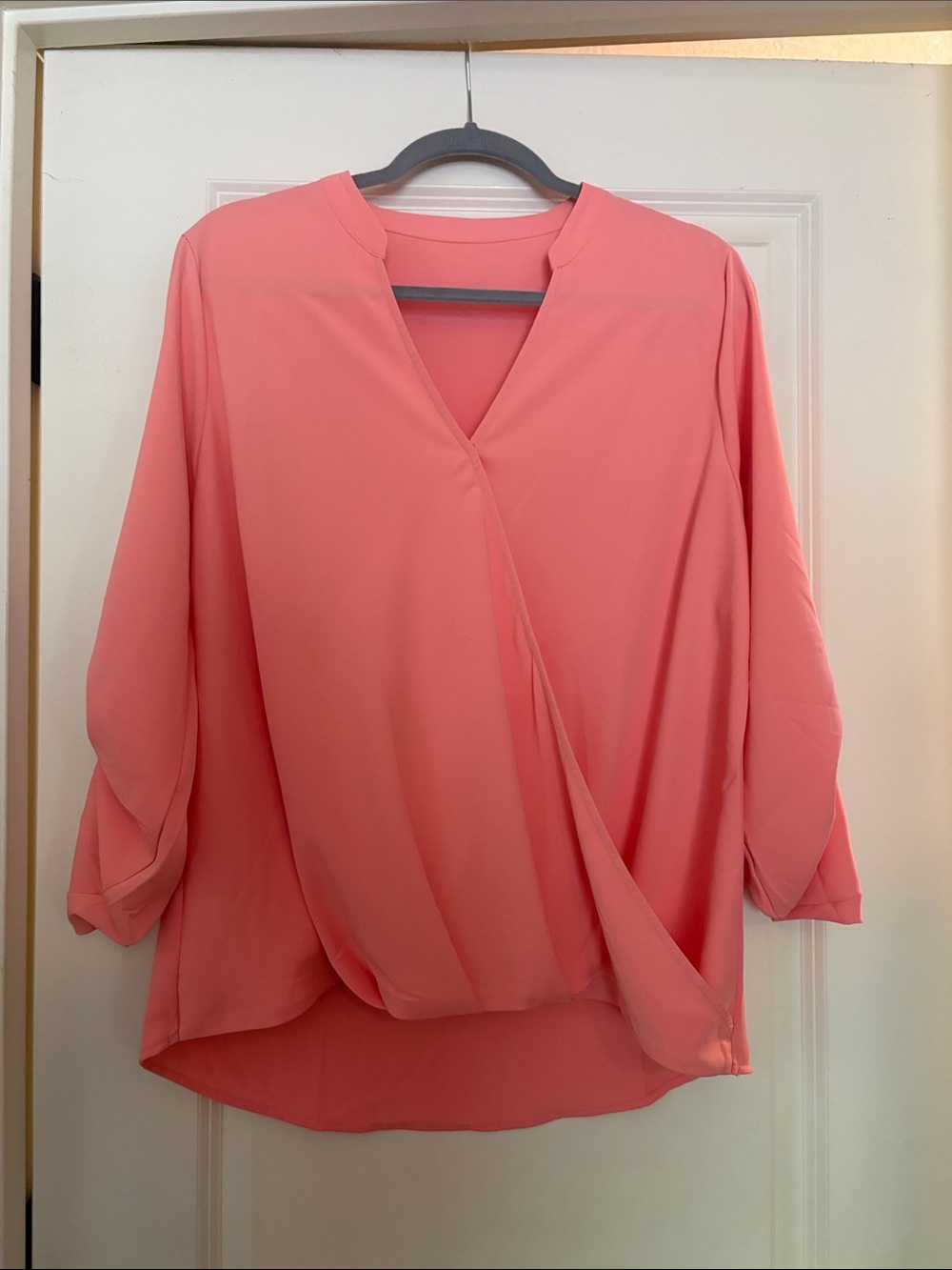 Women's Coral Pink Wrap Blouse